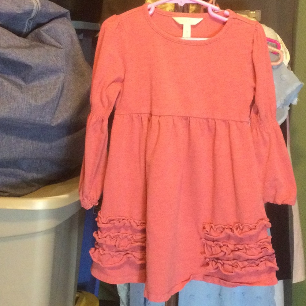 Matilda Jane Coral Pink Ruffle Hem Long Sleeve Dress